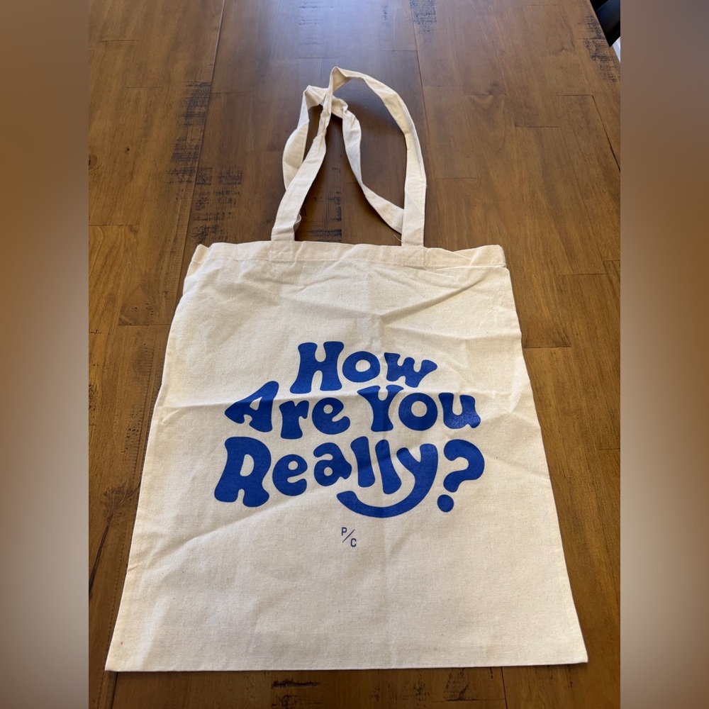 Canvas Tote Bag with Blue Print